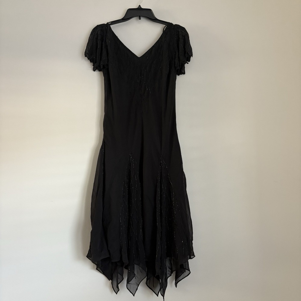 J Kara Elegant Black Cocktail Formal Dress Sz 8 Beaded Fairy Romantic Classic